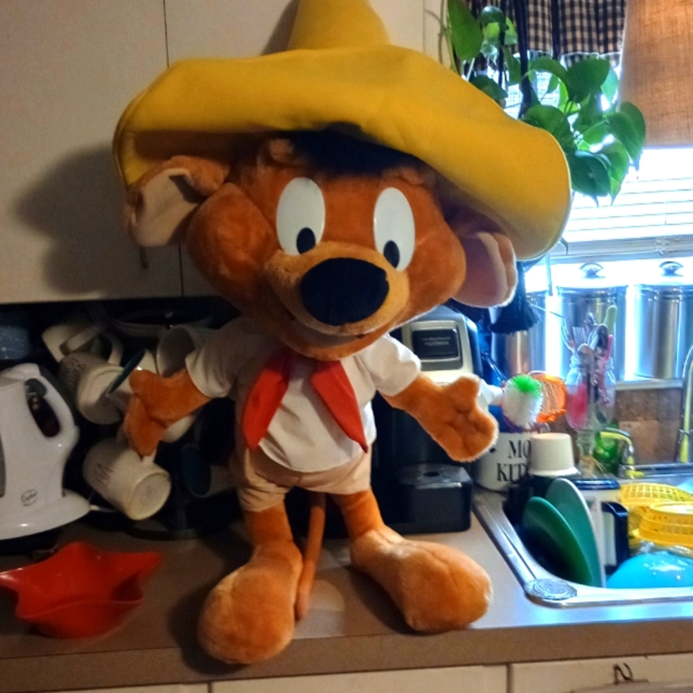 Large Vintage Plush Speedy Gonzalez Mouse with Yellow Hat